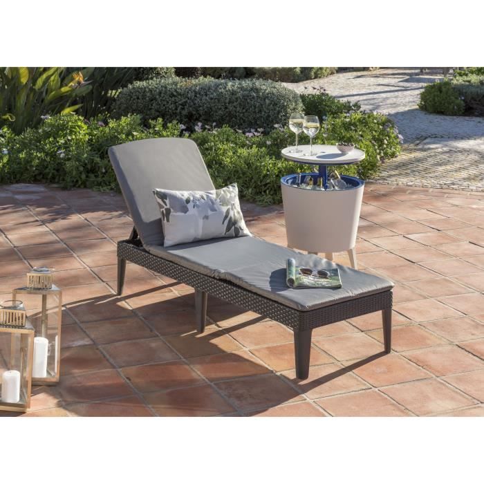 Allibert by KETER Sun Lounger - Jaipur - Imitation Woven Rattan Resin - Grey