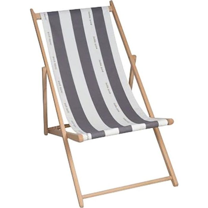 PRIVATE GARDEN Cancale Deck Chair - Grey - Foldable - Multi-position