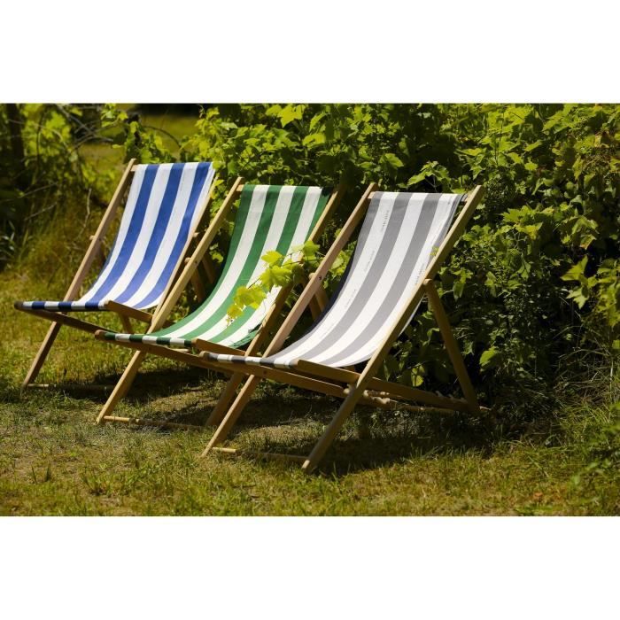 PRIVATE GARDEN Cancale Deck Chair - Grey - Foldable - Multi-position