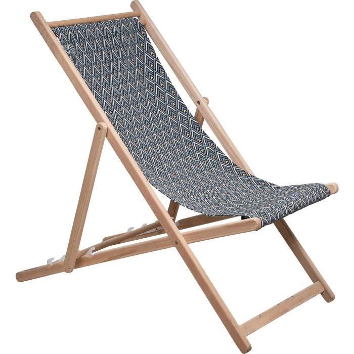 PRIVATE GARDEN Diamond-patterned Deck Chair - Removable Canvas