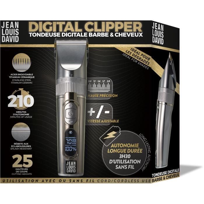 JEAN LOUIS DAVID Beard & Hair Trimmer - Digital Clipper - 25 Cutting Lengths