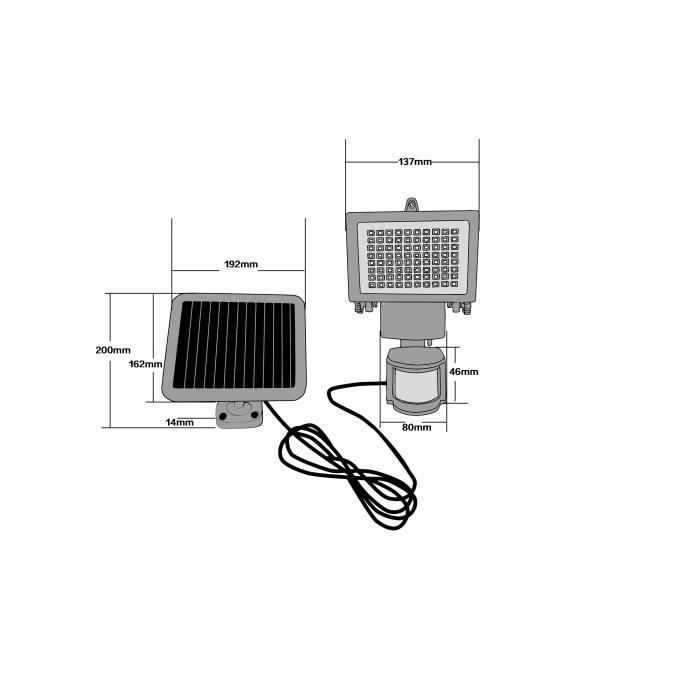 GALIX High-Brightness Solar Spotlight - 80 LEDs - Black