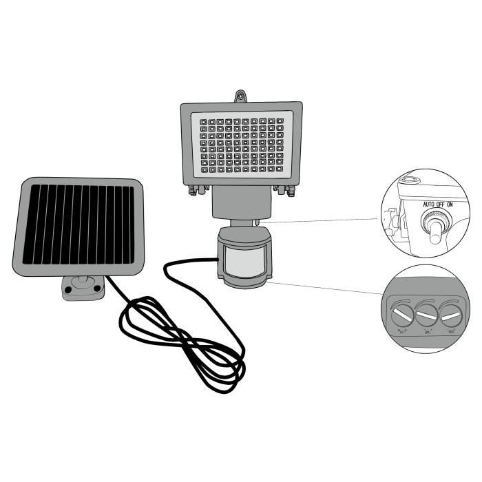 GALIX High-Brightness Solar Spotlight - 80 LEDs - Black