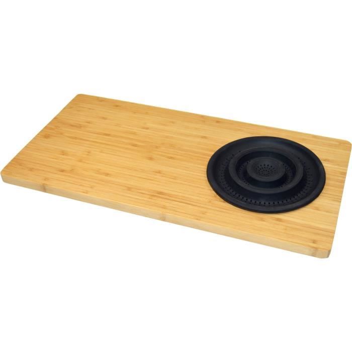 JOCCA Bamboo Cutting Board with Plastic Colander - 58 x 29 x 1.8 cm - Natural and Black
