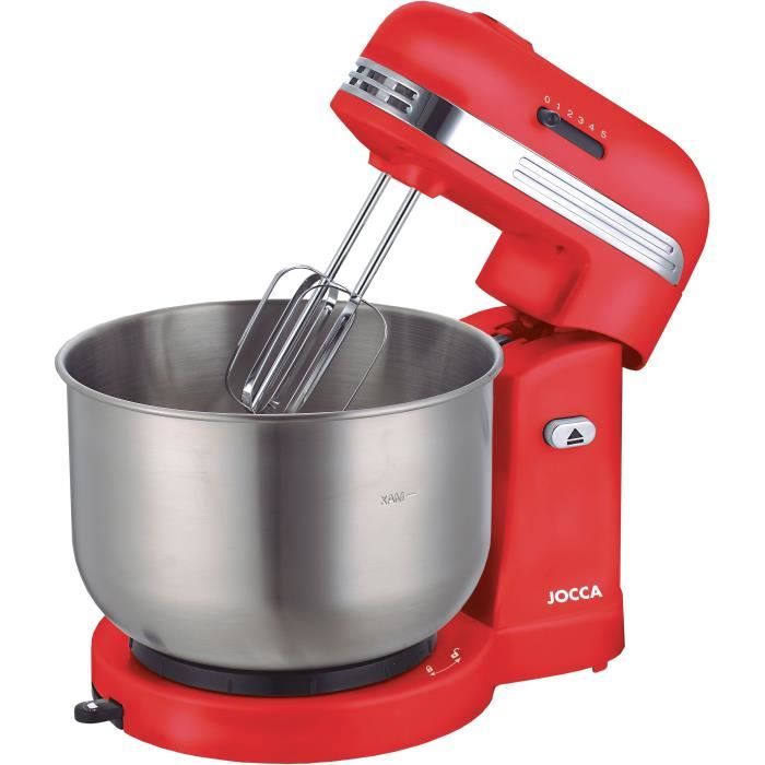 JOCCA Stand Mixer - 3.5 L Stainless Steel Bowl - 5 Speeds - Red and Grey