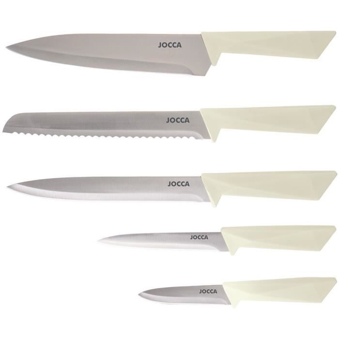 Set de 5 couteaux - JOCCA - Bloc en polypropylene - Beige