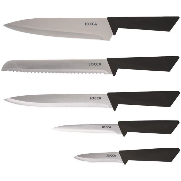 JOCCA Set of 5 Knives - Polypropylene Block - Black