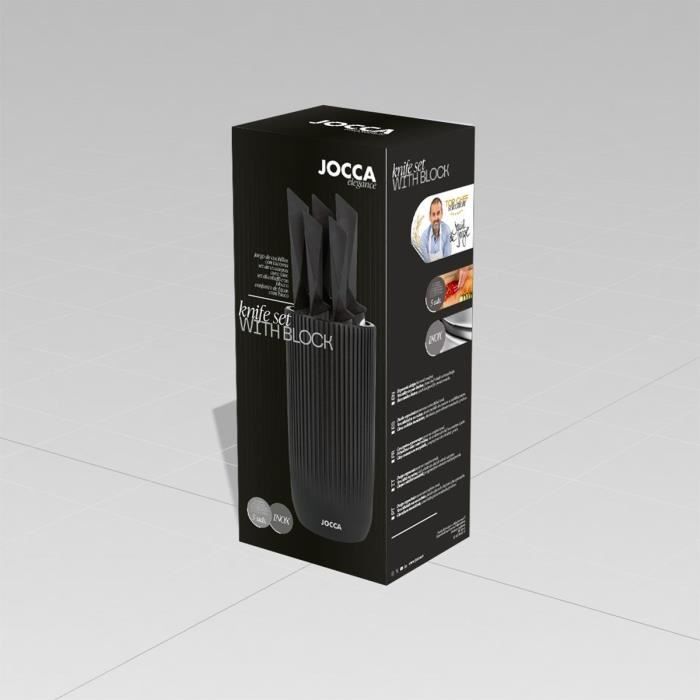 JOCCA Set of 5 Knives - Polypropylene Block - Black