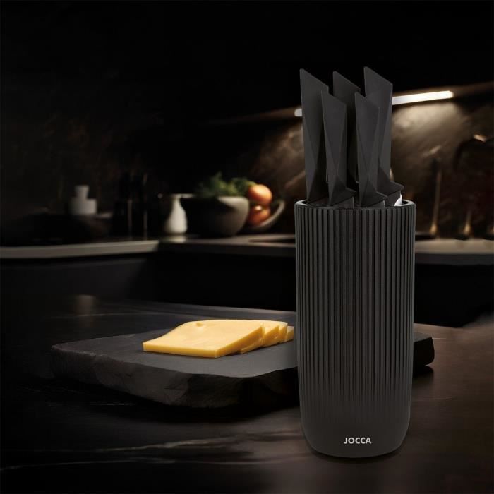 JOCCA Set of 5 Knives - Polypropylene Block - Black