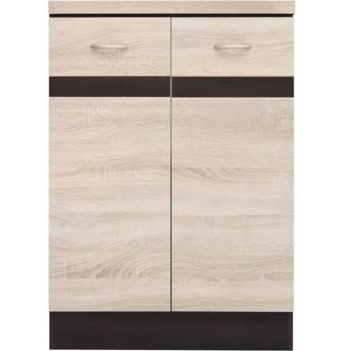 JUNONA Kitchen Base Cabinet - 2 Doors - Sonoma Oak - W 60 x H 86 x D 60 cm