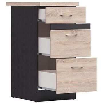 JUNONA Kitchen Base Cabinet - 3 Drawers - Sonoma Oak - W 40 x H 86 x D 60 cm