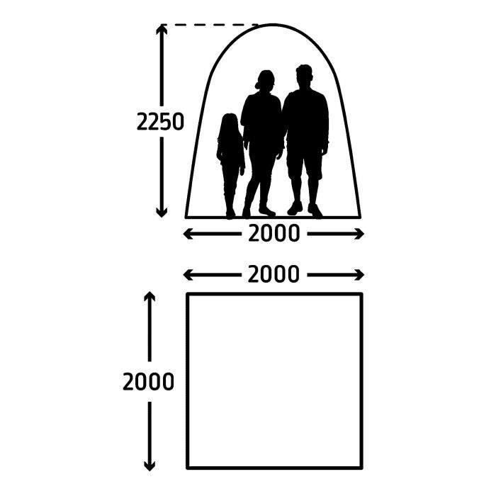 KAMPA Inflatable Shelter - AIR Shelter 200 - 2 x 2 m - Grey and Black