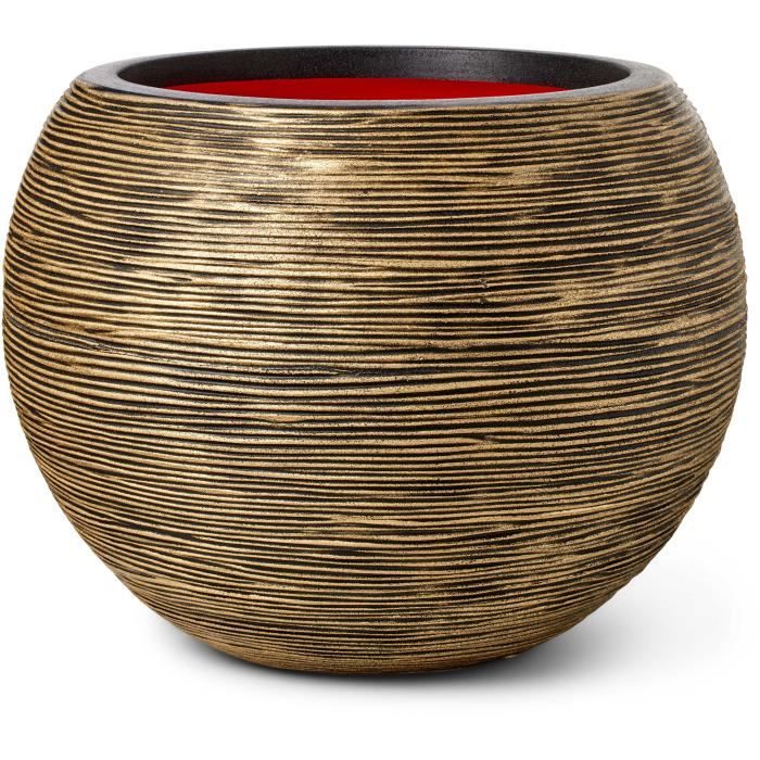 CAPI EUROPE Vase Sphere RIB NL - 40 x 32 cm - Black and Gold