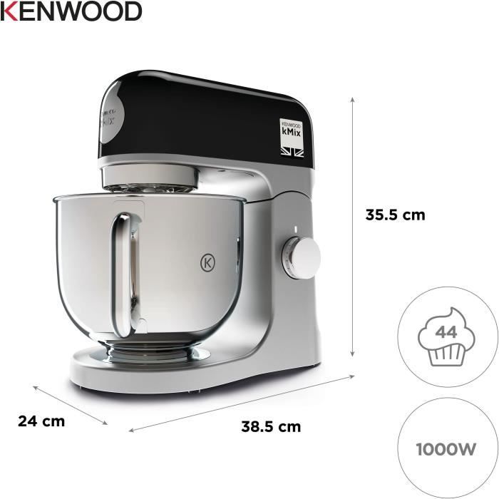 KENWOOD kMix KMX750BK Stand Mixer - 5 L Bowl - 6 Speeds - 3 Accessories - Black 5-liter