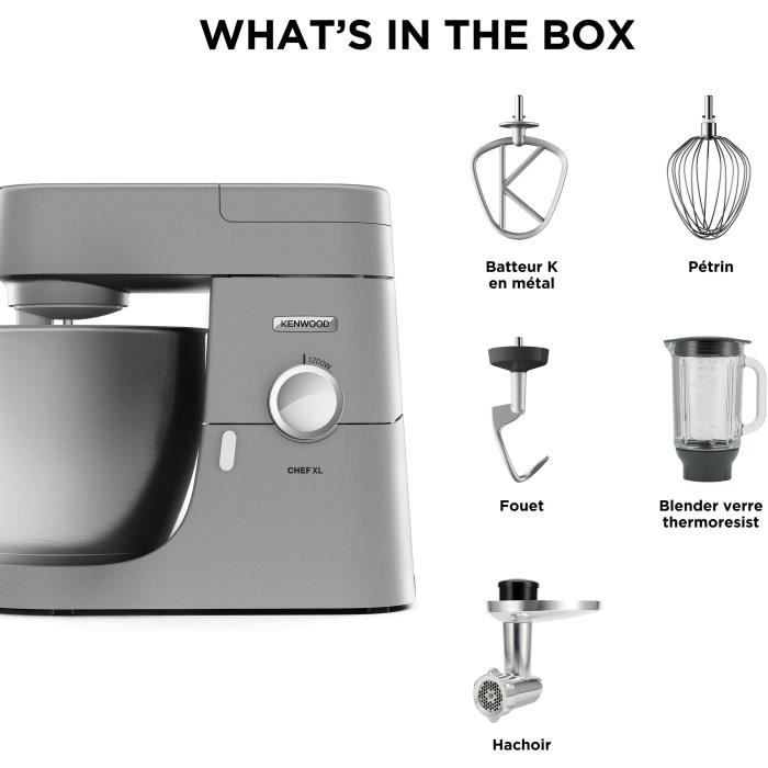 KENWOOD Chef XL Stand Mixer - 1200W - 6.7 L Bowl + Meat Grinder - KVL4170S