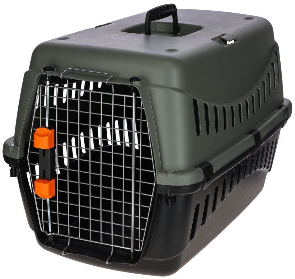 KERBL Eco Transport Box 58x38x38cm - Grey/Green - For Dogs and Cats