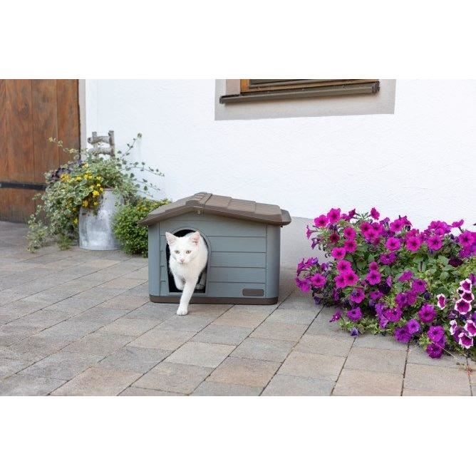 KERBL Outdoor Plastic Dog Kennel - Size M - 75x59x55cm - Grey/Brown