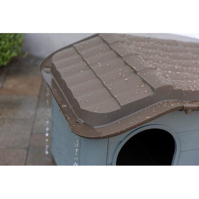 KERBL Outdoor Plastic Dog Kennel - Size M - 75x59x55cm - Grey/Brown