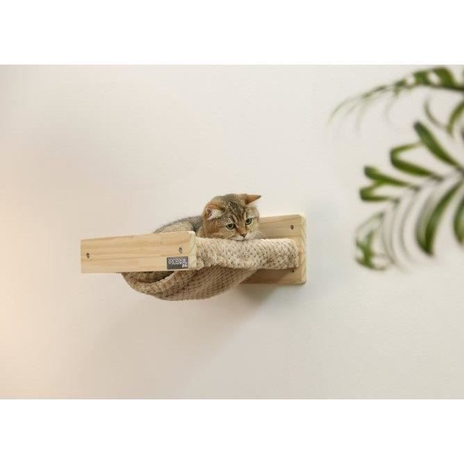 KERBL Wall-mounted Cat Hammock - TIMBER - 38x33.5x16 cm - Solid Wood
