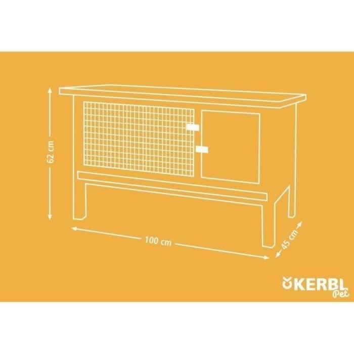 KERBL FRED Outdoor Rabbit Hutch - 100 x 45 x 62 cm - Wood 100x45x62