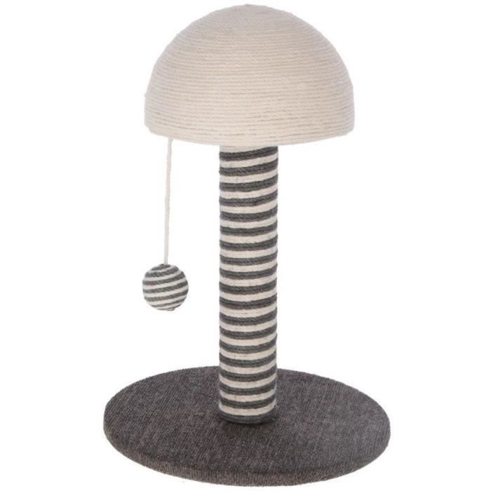 KERBL - Cat scratching post - 42 cm trunk - FUNGHI - Grey/white - Sisal - Base: ø 30 cm