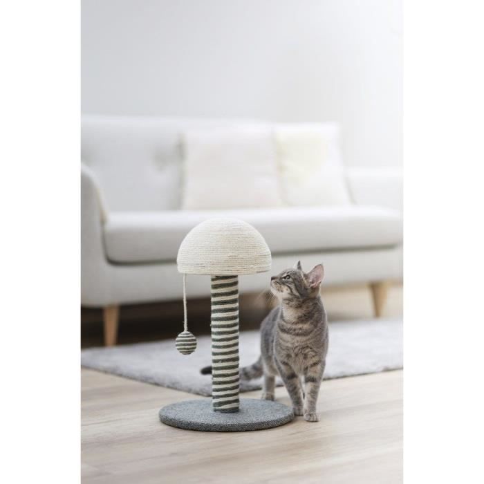KERBL - Cat scratching post - 42 cm trunk - FUNGHI - Grey/white - Sisal - Base: ø 30 cm