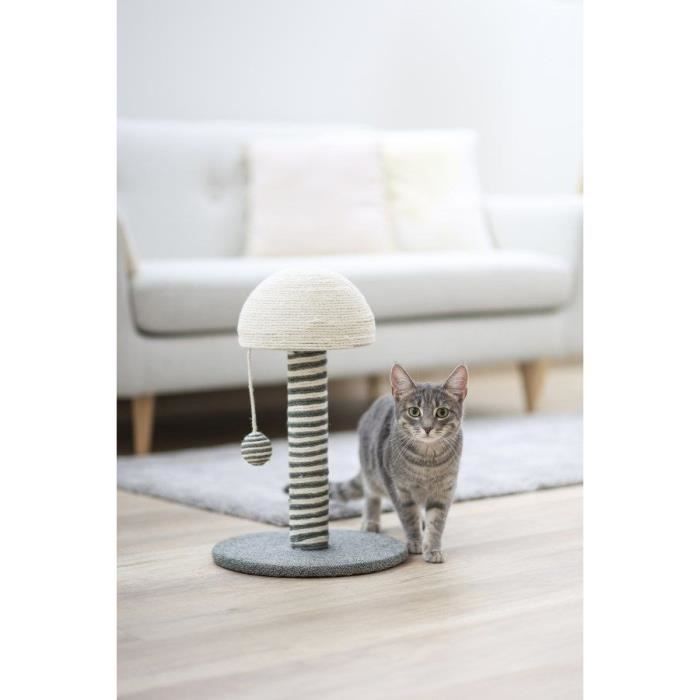 KERBL - Cat scratching post - 42 cm trunk - FUNGHI - Grey/white - Sisal - Base: ø 30 cm