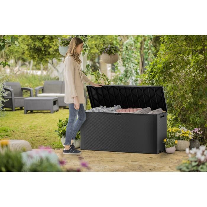 KETER 270 L Outdoor Resin Storage Box - Grey - Emily Garden Trunk