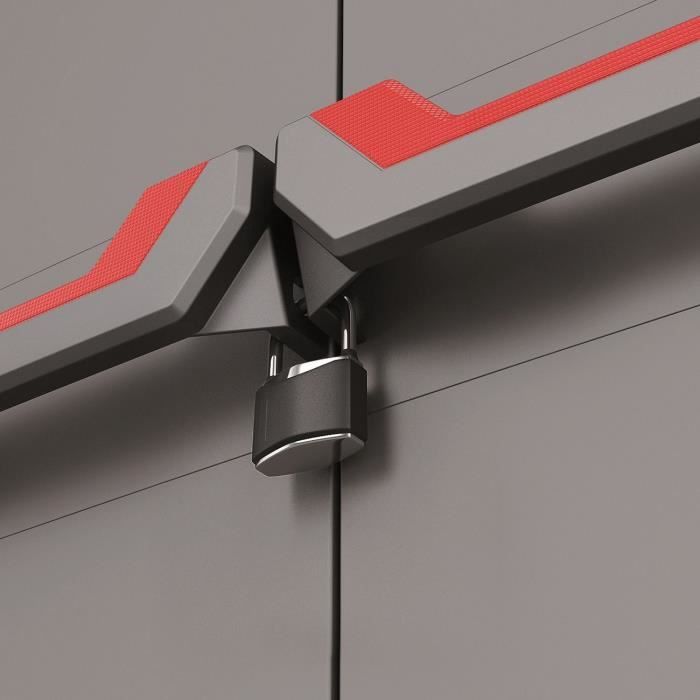 KETER STILO Low Cabinet - Grey, Black and Red - 68 x 39 x 90 cm