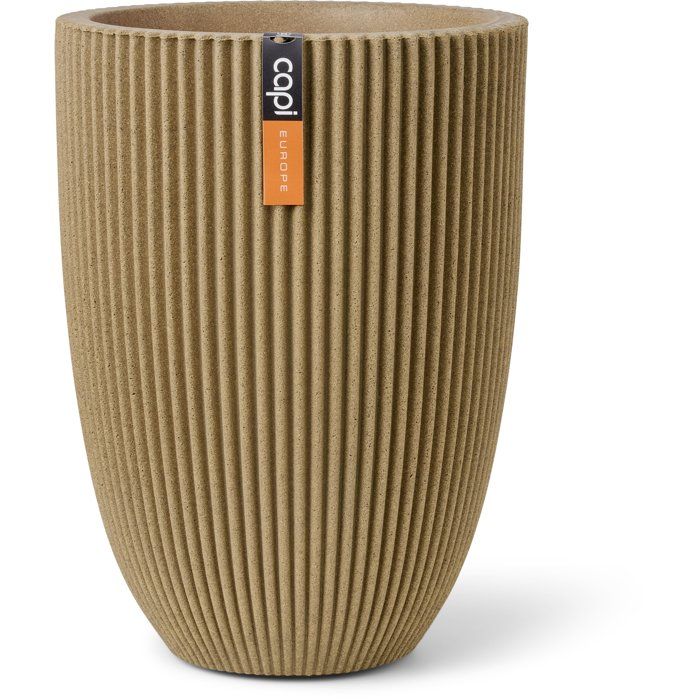 CAPI EUROPE Elegant Low Vase - Groove NL - 34 x 46 cm - Beige