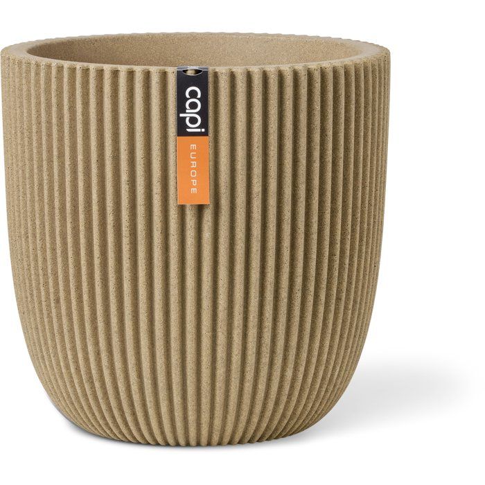 CAPI EUROPE Round Planter Groove NL - 35 x 34 cm - Beige
