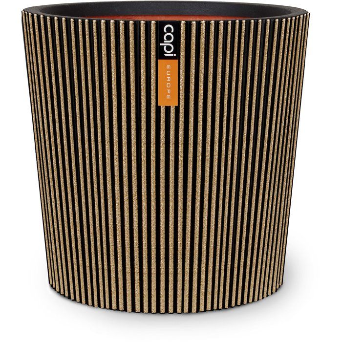CAPI EUROPE Conical Vase Groove NL - 36 x 34 cm - Black/Gold