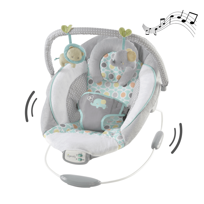 INGENUITY Baby Bouncer - Morrison, Removable Activity Toys, 8 Melodies