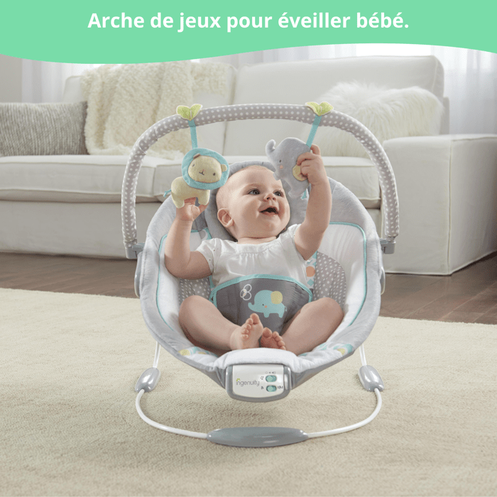 INGENUITY Baby Bouncer - Morrison, Removable Activity Toys, 8 Melodies