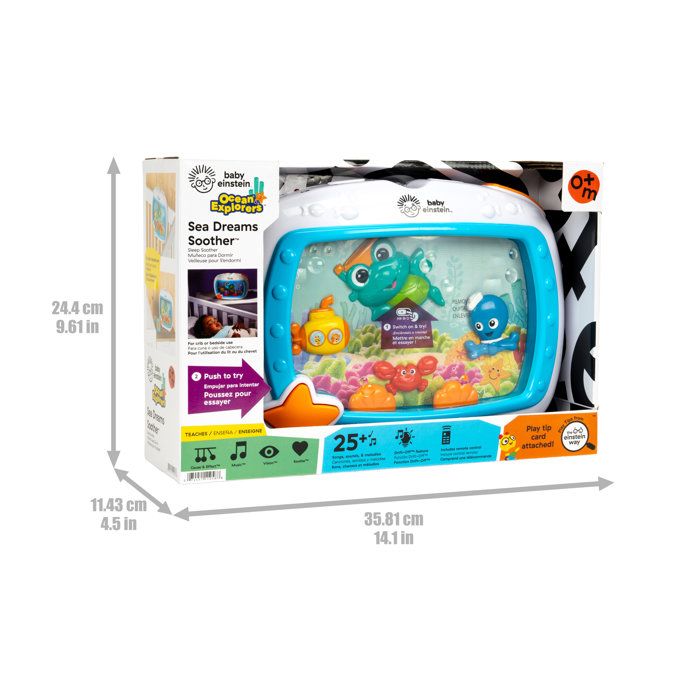BABY EINSTEIN - Baby Night Light Ocean Dreams - Musical Aquarium & Ocean Sounds, Remote Control, Blue