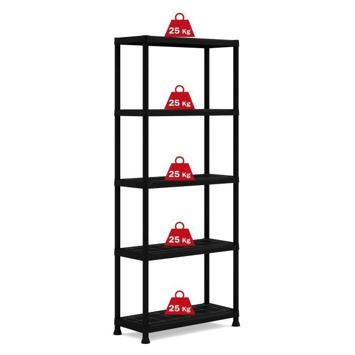 KETER Plus 75/5 Storage Shelf - Black - 5 Adjustable Shelves