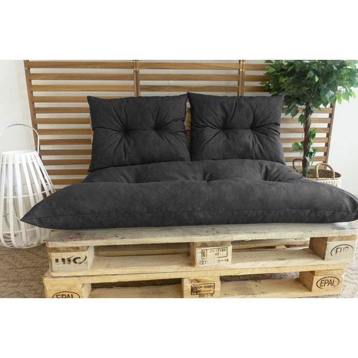 PRIVATE GARDEN Classic Pallet Kit - Slate Mattress + 2 Back Cushions