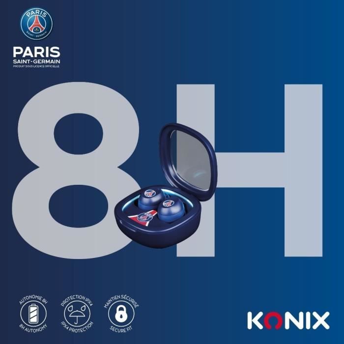 PSG KONIX Wireless Earbuds - 8 Hours Battery Life - IPX4 Water Resistance - Bluetooth - Blue
