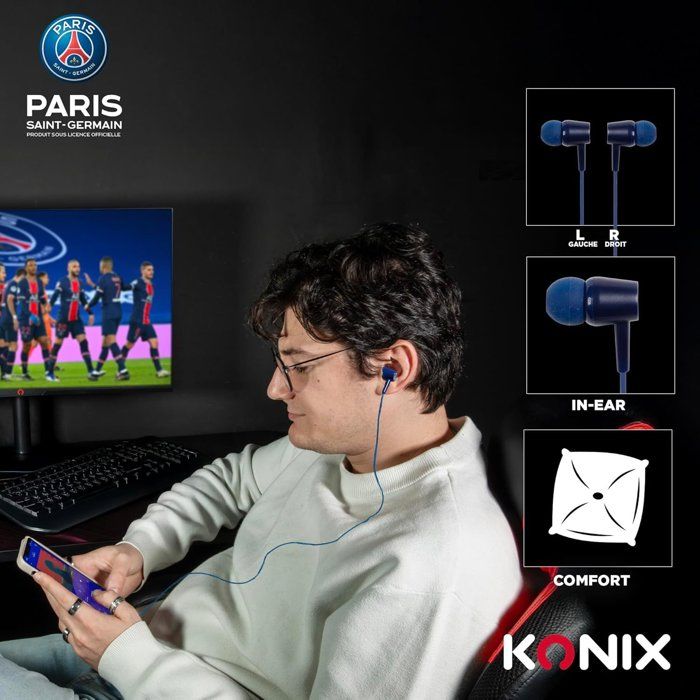 Konix Wired Headphones - PSG - 10 mm Drivers - Built-in Microphone - 3.5 mm Jack - 1.4 m Cable - Blue