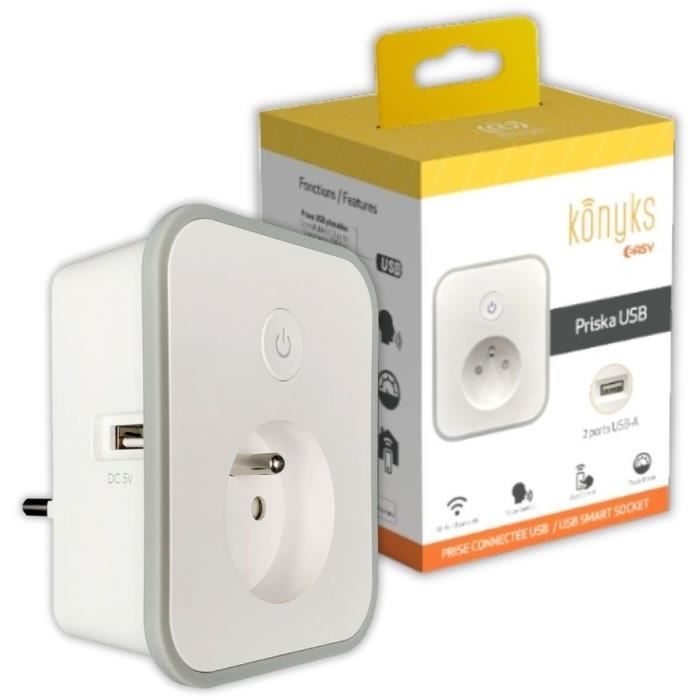 Konyks Priska USB 16A Wi-Fi Smart Plug with Energy Meter and 2 USB-A Ports
