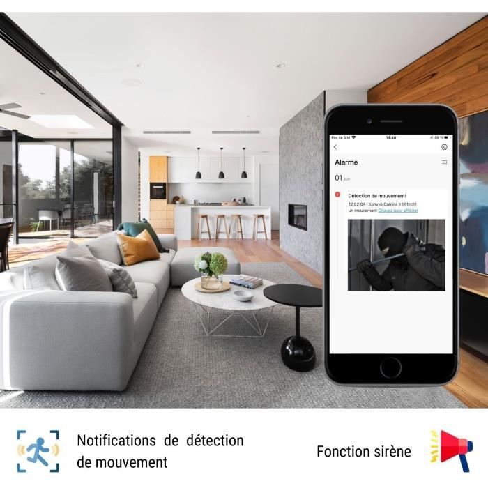 Caméra de surveillance - KONYKS - CAMINI CARE 2 - Intérieur - Wifi avec sirene et bouton d'appel vidéo
