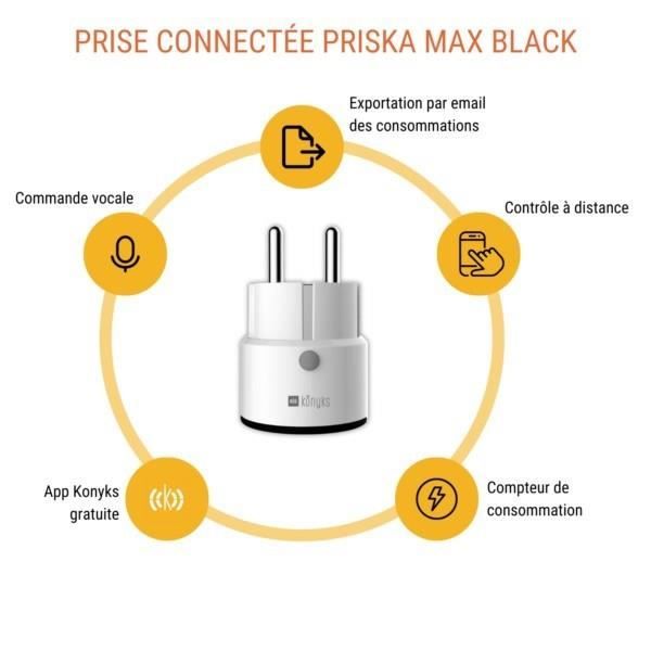 KONYKS Mini Smart Plug - Priska Max Black FR - Wi-Fi + BT - 16A - White