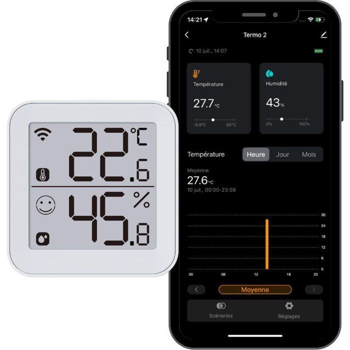 KONYKS Thermometer and Hygrometer - Termo 2 - Wi-Fi - Indoor - Large Display