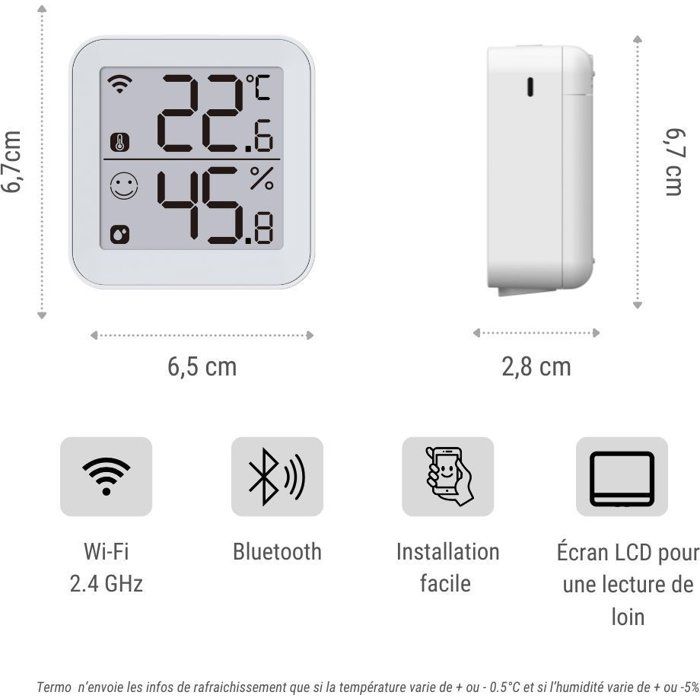 KONYKS Thermometer and Hygrometer - Termo 2 - Wi-Fi - Indoor - Large Display