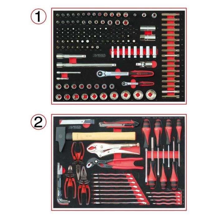 KS TOOLS Module - 2-Drawer Tool Set - 184 Pieces - For Tool Trolley - 714.0184