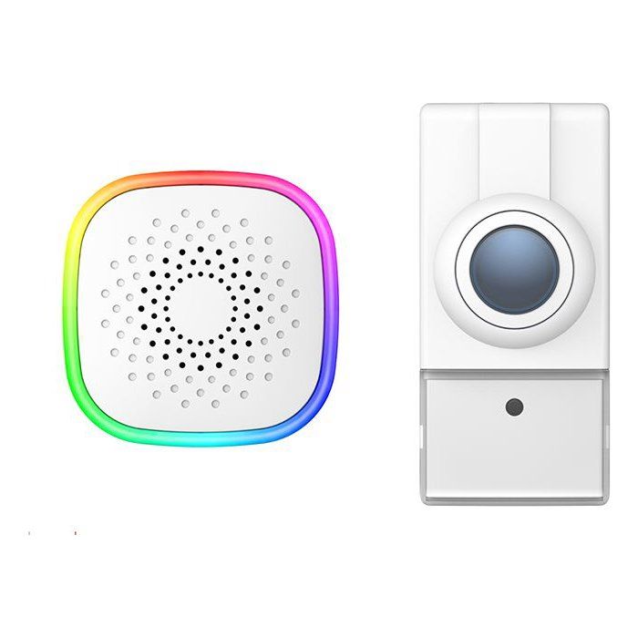 KYF USB Doorbell - Multi-color LED Flash + Battery-Powered Doorbell Button - 300-meter Range - 60 Melodies