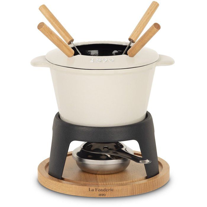 LA FONDERIE 1890 Fondue Pot - MONT JOLY - 1.2 L - Serves 4 - Beige - Enameled Cast Iron