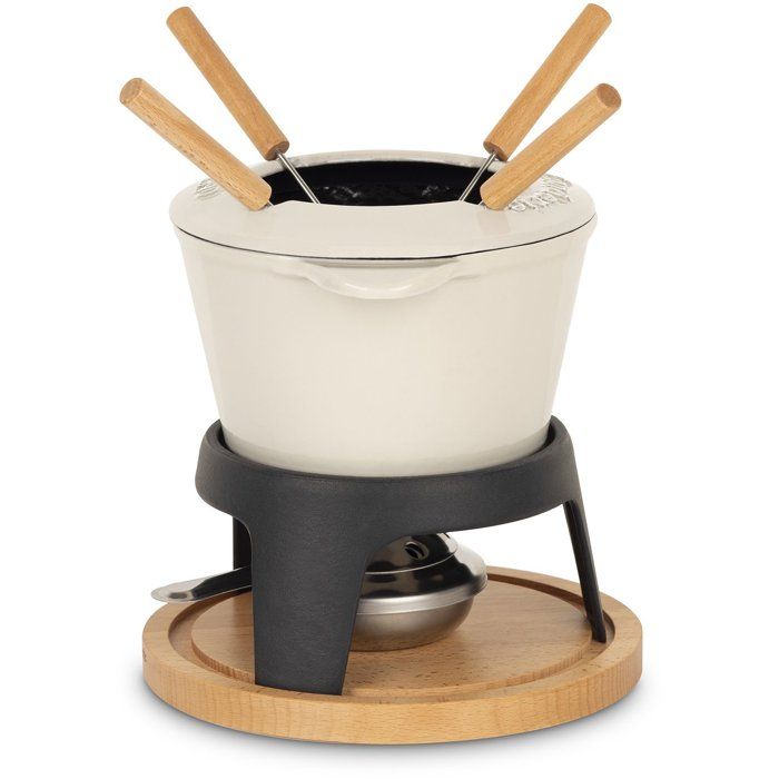 LA FONDERIE 1890 Fondue Pot - MONT JOLY - 1.2 L - Serves 4 - Beige - Enameled Cast Iron