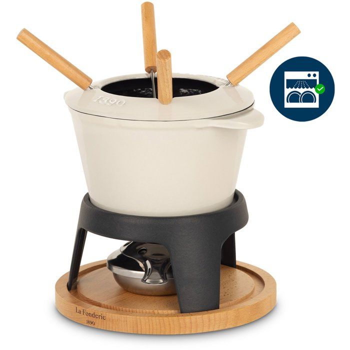 LA FONDERIE 1890 Fondue Pot - MONT JOLY - 1.2 L - Serves 4 - Beige - Enameled Cast Iron