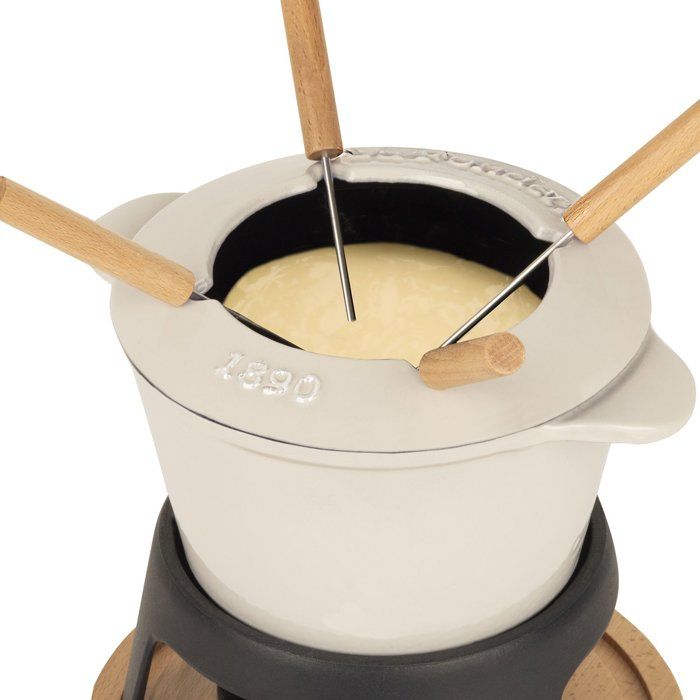 LA FONDERIE 1890 Fondue Pot - MONT JOLY - 1.2 L - Serves 4 - Beige - Enameled Cast Iron